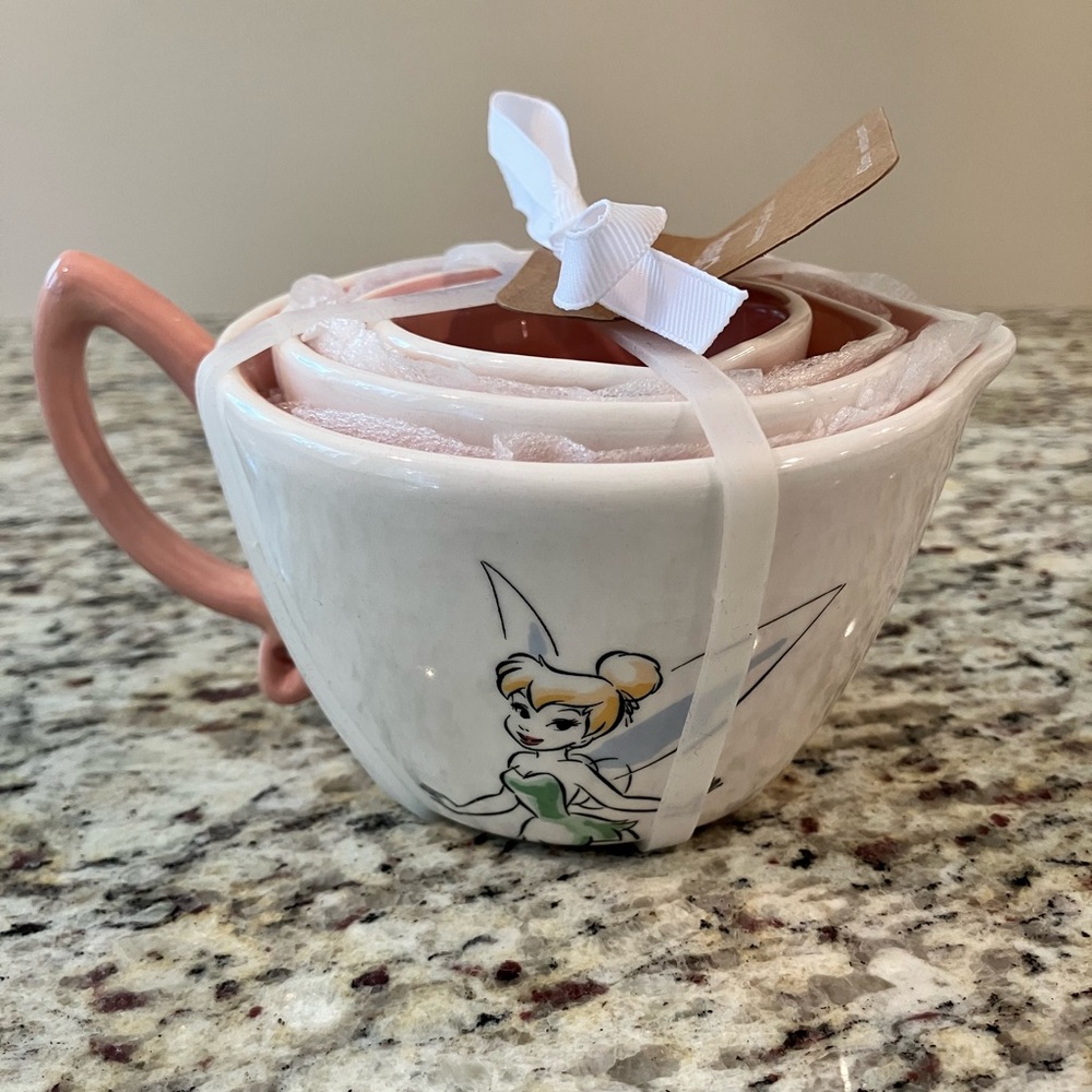 Disney Rae Dunn Tinkerbell Measuring Cups Set of 4 Pink Ceramic Nesting Set New - Picture 3 of 11